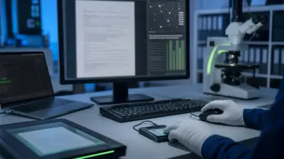 Analis memeriksa kontrak elektronik menggunakan workstation forensik digital untuk membaca digital signature dan metadata